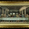Cornice oro con arazzo "Ultima cena" Frame comb/gold with tapestry "Last supper" Cornice in legno Made in Italy Quadro fabbricato in Italia