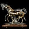 Cavalli in resina oro e argento con base in marmo e piedi di cristallo, statua in resina galvanizzata, oggettistica da regalo,gioielleria