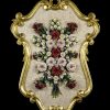 Quadro con fiori rossi porcellana di Capodimonte realizzata a mano 100% Made in Italy Cornice in legno arredo classico Italian home Interiors