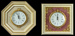 Orologi da parete in cornici in legno, orologi in ceramica complemento d'arredo, Made in Italy, articolo da regalo, Wall clock